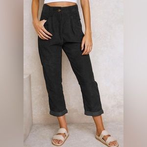 Slouchy black corduroy pants